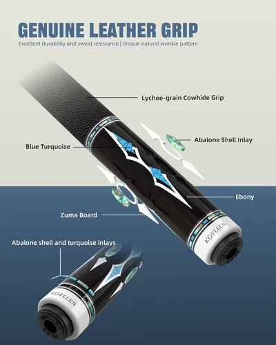 Vista 12 de KONLLEN Pool Cue, Dual Shaft, Carbon Fiber & Maple Shaft, Low Deflection