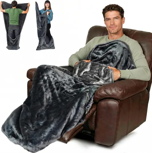 Vista 14 de EzrAllora Manta premium con bolsillo para los pies, patente pendiente, regalo para jugadores para hombres que lo tienen todo, manta de televisión