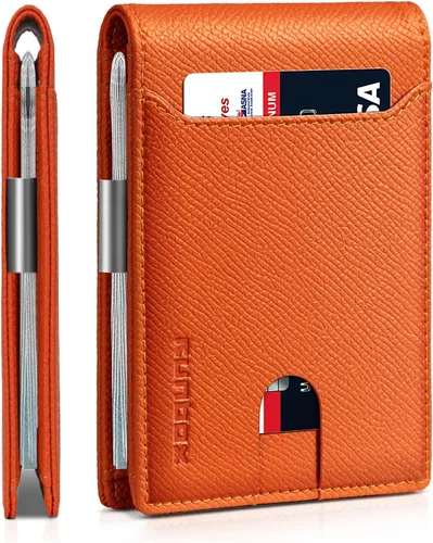 Vista 69 de RUNBOX - Carteras delgadas para hombre, cartera de piel con pinza para el dinero, cartera de bolsillo frontal con bloqueo RFID, tarjetero