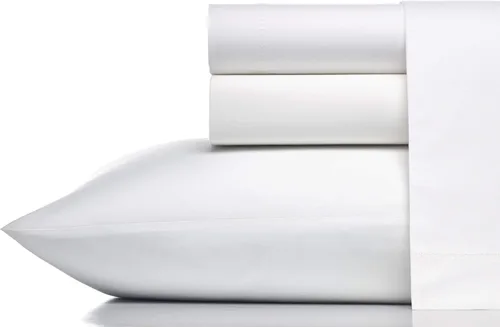 Vista 7 de Vera Wang - Sábanas tamaño Queen, juego de ropa de cama de percal de algodón, elementos esenciales para habitación (blanco, Queen)