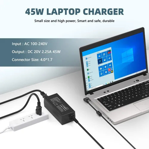Vista 7 de 20V 2.25A 45W Adaptador de CA Cargador Portátil para Lenovo Ideapad Compatible con 100 110 110s 120s 310 320 320s 510 510s 710s 720s, compatible