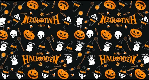 Vista 4 de AnapoliZ Mantel de plástico de Halloween Paquete de 3 piezas (54 x 102 pies) Mantel rectangular Calabaza, decoración de brujas Mantel