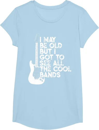 Vista 15 de Camiseta con texto en inglés "I May Be Old But I Got to See All The Cool Bands" Negro