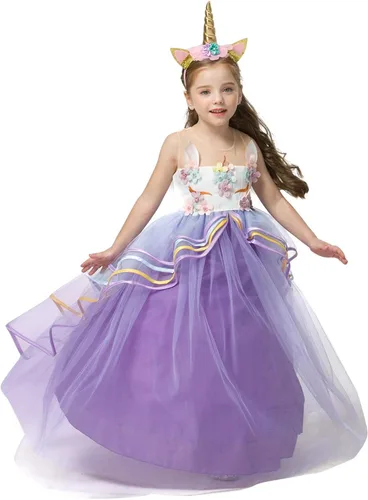 Vista 2 de HNXDYY Girls Princess Dress up Costume Kid Cosplay Party Dress