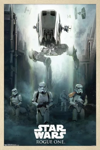 Vista 7 de Trends International Star Wars: Rogue One - Póster de pared de asedio, 14.725 x 22.375 pulgadas, versión enmarcada de madera de granero