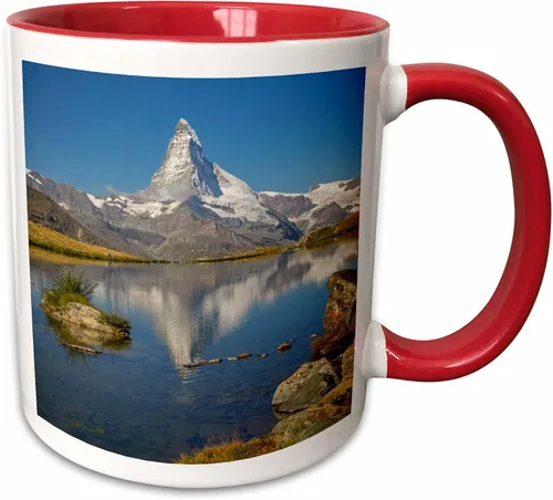Vista 10 de 3dRose Danita Delimont – Mountain – Suiza, Zermatt, Matterhorn reflected in Stellisee – Tazas, Negro/Blanco
