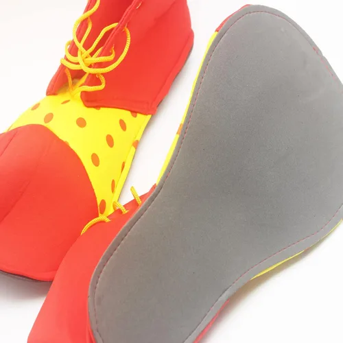Vista 4 de BinaryABC Zapatos de payaso para disfraz de Halloween, accesorios de disfraz de payaso (rojo amarillo)