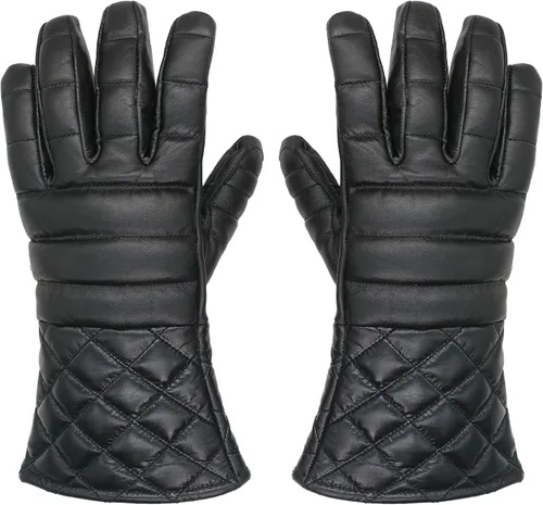 Vista 8 de Mythrojan Guantes de esgrima de espadachín: Hema Guantes de cuero ligeramente acolchados Renacimiento medieval