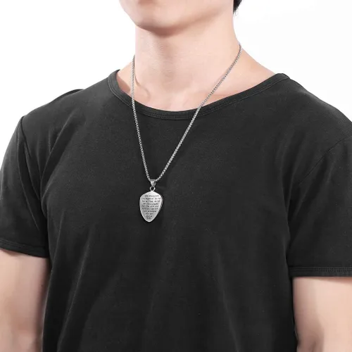 Vista 9 de FaithHeart Josué 19 Escudo de Fe Efesios 616-17Efesios 610Isaías 5417 collar con colgante de acero inoxidable con amuleto cruzado para hombres