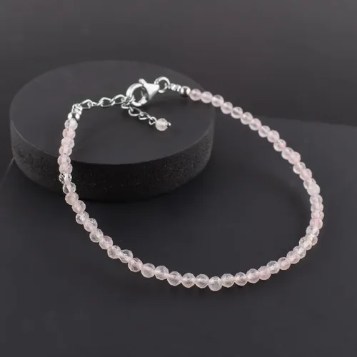 Vista 26 de InfinityGemsArt Natural Stone Beads Dainty Bracelet Jewelry for Women, Crystals and Gemstones Birthstone 925 Sterling Silver Chain 8 inch Gifts For