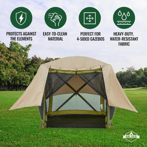 Vista 2 de Hike Crew Toldo de refugio de lluvia compatible con carpa desplegable de 4 lados con paneles de 6 pies Toldo duradero que transforma tu glorieta