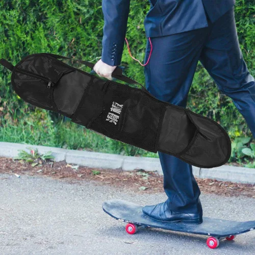 Vista 6 de Alomejor Mochila para monopatín, plegable, ajustable, bolsa de hombro para patineta, bolsa de transporte de longboard