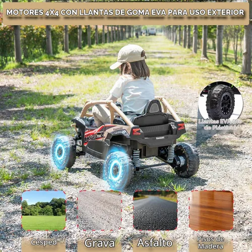 Vista 5 de Kawasaki - UTV de 24 V con licencia para niños de 3 a 6 años, color beige