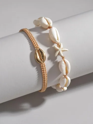 Vista 3 de Verdusa Juego de 2 pulseras de tobillo para mujer, cadena de tobillo ajustable, joyería para pies
