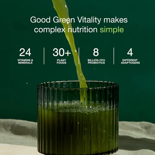 Vista 3 de Nuzest Greens Powder Good Green Vitality - Vitaminas, minerales y superalimentos - Suplemento multivitamínico vegano 0.35 oz (paquete de 5)