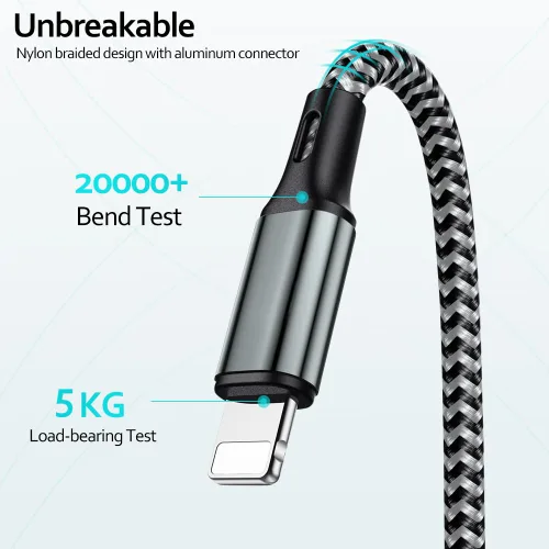 Vista 6 de Puxnoin Cable de carga múltiple de 6 pies, paquete de 2 cables de carga múltiple 4 en 1, cable universal de carga rápida USB múltiple con tipo C