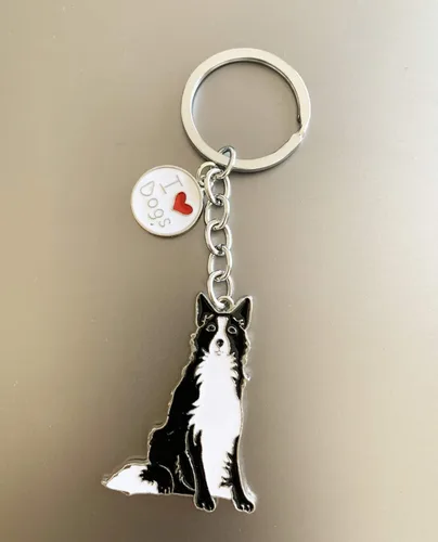 Vista 3 de HongGun Llavero para mascotas, llavero de identificación de perro, lindo llavero de metal portátil, llavero de metal, decoración para llaves