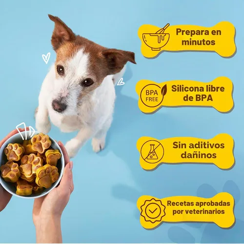 Vista 2 de BoneItUp Kit para hacer golosinas para perros, todo en uno, juego de galletas de bricolaje con 3 moldes de silicona reutilizables para perros, 3