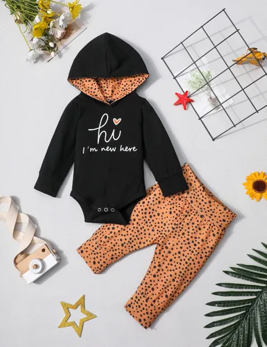 Vista 5 de KANGKANG Ropa para bebé recién nacida, manga larga, sudadera con capucha, pantalones, ropa para otoño e invierno