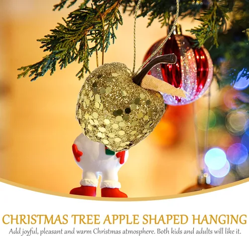 Vista 7 de 20 adornos de manzana para árbol de Navidad, mini adornos colgantes de manzana con purpurina para árbol de Navidad, decoraciones colgantes