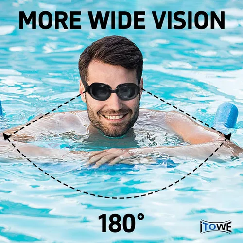 Vista 4 de Gafas de natación para adultos, hombres y mujeres, gafas de natación para piscina, gafas de agua para adultos, marco grande, sin fugas, antivaho