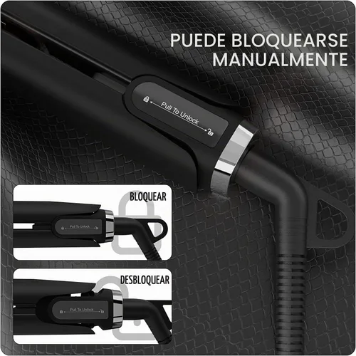 Vista 4 de Mini plancha plana de 1/2", alisadora de pelo de titanio turmalina para cabello corto Negro