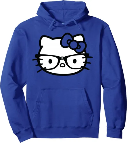 Vista 4 de Hello Kitty Sudadera con capucha de gafas nerd en blanco y negro