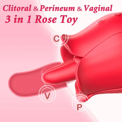 Vista 3 de Vibrador de juguete rosa para mujer, mini estimulador de clítoris para lamer la lengua con 9 placeres vibradores para estimulación del clítoris