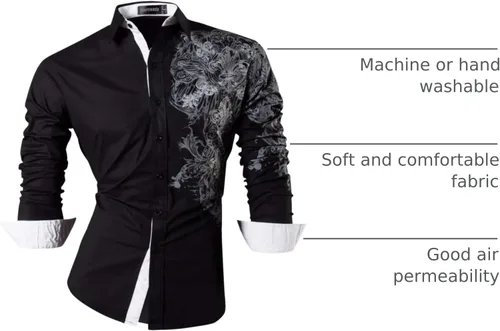 Vista 6 de JZS041, camisa de vestir de manga larga para hombre