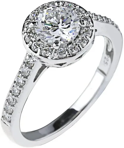 Vista 5 de Tienda Essentials Anillo redondo de plata de ley chapada en platino o oro hecho con circonitas Infinite Elements, (anteriormente colección Tienda)