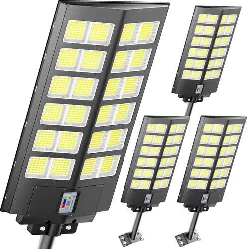 Vista 10 de Loyoele 9000W Luces solares de calle para exteriores 120000 lm, luz solar para estacionamiento comercial 7000 K, luces solares de inundación