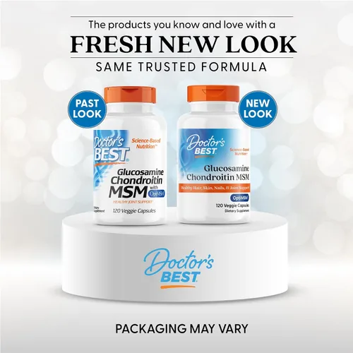 Vista 2 de Doctor's Best Glucosamina Condroitina Msm con cápsulas OptiMSM, apoya la estructura, función y comodidad saludables de las articulaciones, sin OGM