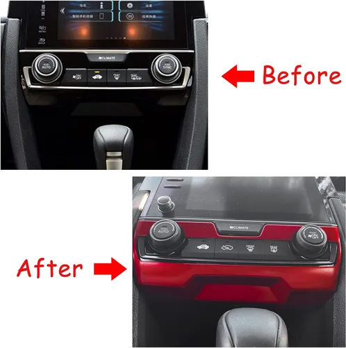 Vista 6 de Xotic Tech - Panel de consola central, cubierta de control de clima de CA, color rojo deportivo, compatible con Honda Civic de 10ª