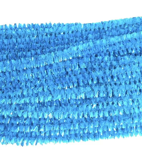 Vista 2 de 100 limpiadores de tuberías iridiscentes brillantes de oropel de 12 pulgadas (azul claro)