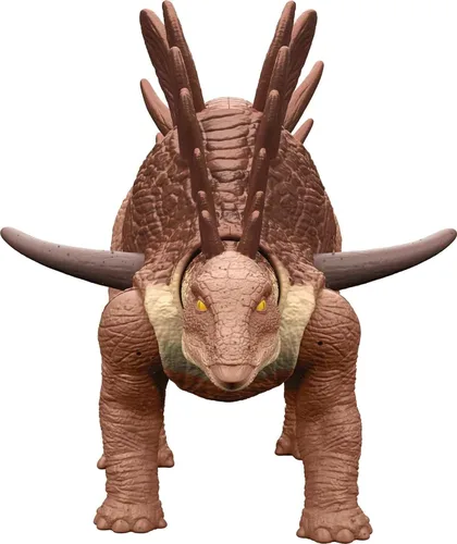 Vista 4 de Figura de acción de dinosaurio de Jurassic World Camp Cretácicos Roar Attack Kentrosaurus, juguete con función de golpe y sonidos