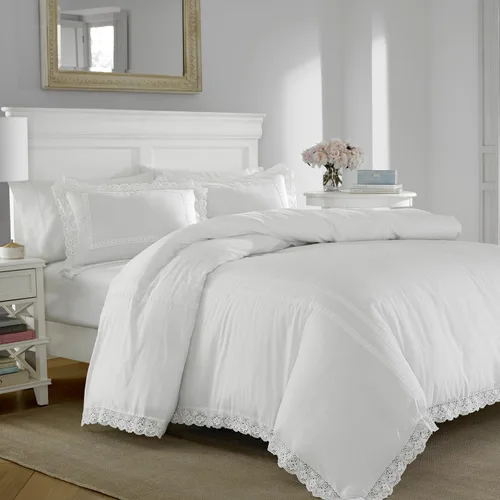 Vista 2 de Laura Ashley - Juego de funda de edredón tamaño individual, ropa de cama reversible de algodón con funda a juego, decoración ligera del hogar