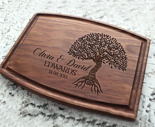 Vista 5 de Tabla de cortar personalizada, regalo de boda para parejas, tablas de cortar grabadas personalizadas para parejas