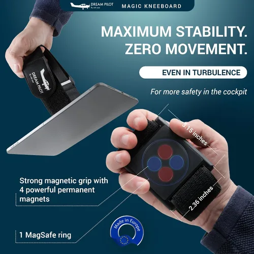 Vista 2 de Dream Pilot Kneeboard para iPad, iPad mini, iPhone, cualquier teléfono inteligente Android, cualquier tableta, solución universal – Diseño delgado