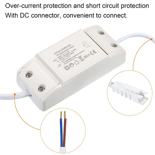 Vista 5 de PATIKIL 8-12W 280mA LED Driver, 2Pcs AC 100-240V Salida 24-36V DC Conector macho Conector Rectificador de corriente constante Transformador Fuente