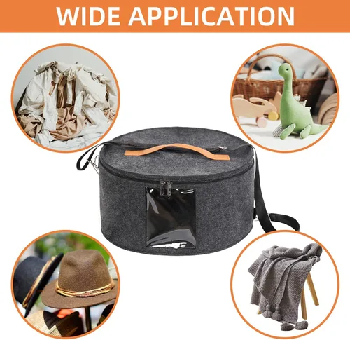 Vista 7 de Caja para sombreros, 15.7 x 7.8 x 15.75 pulgadas, caja de almacenamiento plegable con tapas para mujeres y hombres, cajas de viaje para Gris Oscuro