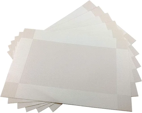 Vista 4 de Juego de 6 manteles individuales de vinilo beige resistentes al calor, antideslizantes, lavables, color beige