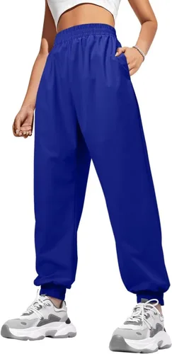 Vista 4 de JZC Pantalones de paracaídas para mujer, pantalones cargo holgados de cintura baja, pantalones Y2K con bolsillos, pantalones deportivos relajados