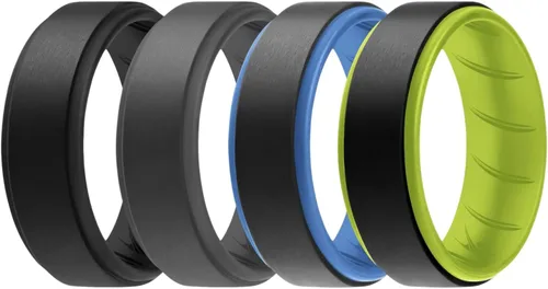 Vista 17 de ROQ Anillo de boda de goma de silicona para hombre, ajuste cómodo, anillo de boda para hombre, duradero, anillo de compromiso de goma transpirable