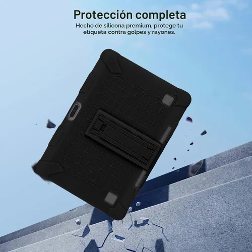 Vista 3 de Funda para tablet ZZB ZB10 / JUNYANG de 10.1 pulgadas, funda protectora de silicona suave, apta para niños, funda de tableta con soporte ajustable