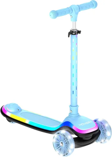 Vista 7 de Hover-1 Chroma Folding Kick Scooter for Kids with Multicolor Wheel Lights, 3” Front Wheels, Rear Foot Brake, and 110 LB Weight Capacity Negro