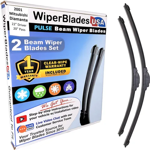 Vista 333 de WiperBladesUSA Juego de limpiaparabrisas con garantía de 1 año compatible con Mitsubishi Montero 1983 (juego de 2) de pulso