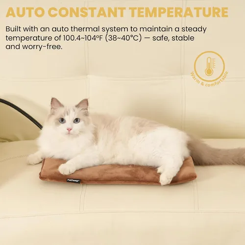 Vista 2 de Almohadilla térmica para mascotas para gatos y perros, interior y exterior, impermeable, con calefacción, cama para perros, cable resistente a