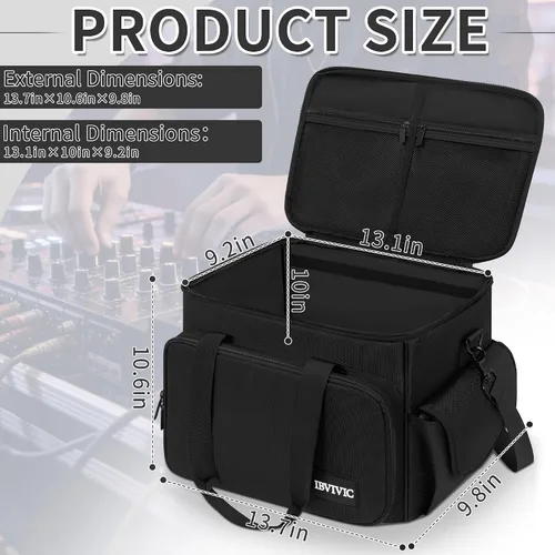 Vista 2 de IBVIVIC Bolsa de Cables para DJ con 6 Divisores Desmontables Bolsa de Cables de Alta Capacidad para Conciertos para Cables, Equipo de DJ, Negro