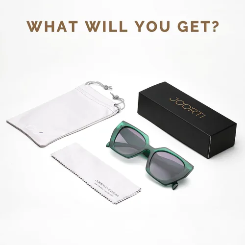 Vista 6 de JOO'RTI Gafas de sol polarizadas de gran tamaño para mujer, diseño de ojo de gato cuadrado grande retro