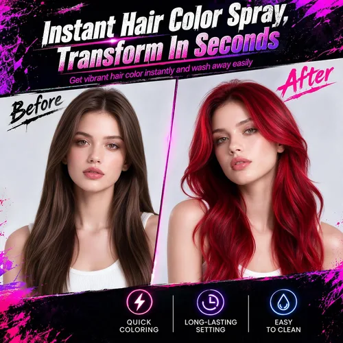 Vista 2 de Spray temporal de color rojo para el cabello para niños, mujeres